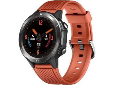 VENDOS85 Montre connect&eacute;e homme ronde smartwatch montre sport cardiofrequencemetre intelligente ip68 orange