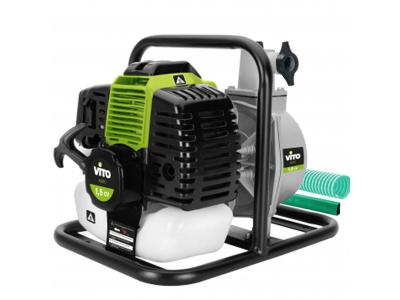 VITO Motopompe thermique 1.5CV 43 cm3 8000 L/h Kit complet 10m Tuyaux &eacute;vacuation et Aspiration 