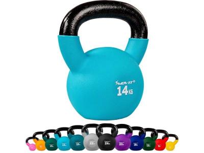 MOVIT  Kettlebell 14kg bleu ciel en fonte n&eacute;opr&egrave;ne