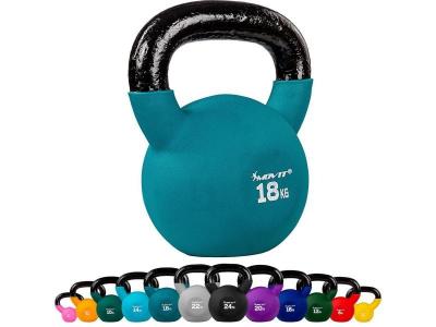 MOVIT  Kettlebell 18kg bleu p&eacute;trole en fonte n&eacute;opr&egrave;ne