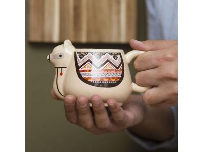 THUMBS UP  LLAMAMUG Mug Lama, C&eacute;ramique, Beige, 16,5 x 10 x 9,5 cm