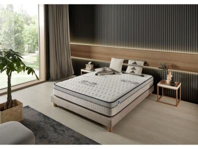 NATURALEX Matelas Visco-carbone 160x190 cm - Mousse HR - Soutien Blue Latex - Tr&egrave;s Epais 24 cm, M&eacute;moire de forme, 7 zones, Reposant, Antistress - Antibact&eacute;rien 