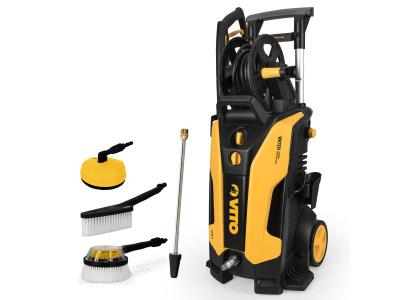 VITO Nettoyeur haute pression 150 bars 2000W Tuyau 5m Lance turbo + 3 Brosses R&eacute;servoir d&eacute;tergent int&eacute;gr&eacute;  