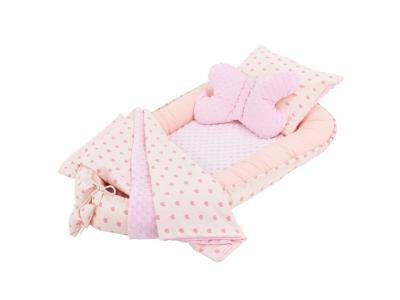 JOYZ Nid de b&eacute;b&eacute; set 5 pcs. 90x50 cm motif c&acute;ur en coton 