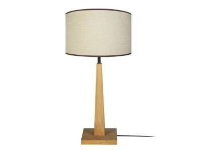 TOSEL Nidra - lampe a poser droit bois naturel et blanc