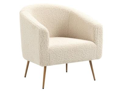 NORDLYS Fauteuil de Salon Scandinave Design Pieds M&eacute;tal KIRUNA-BLANC BOIS