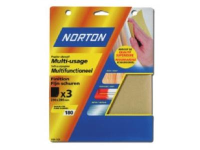 NORTON  Lot de 3 Feuilles 230 x 280 mm papier multi-usage Grain 40