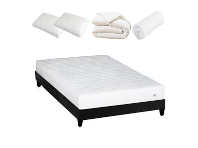 HOME MAISON Ensemble 140x190 Matelas Latex + Sommier Bois + Accessoires