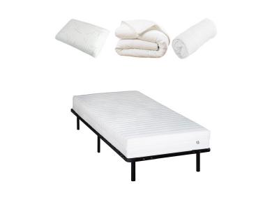  Ensemble 90x200 Matelas Latex + Sommier M&eacute;tal + Accessoires