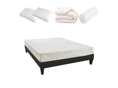  Pack pr&ecirc;t &agrave; dormir poseidon 140x200 cm matelas m&eacute;moire de forme + sommier + accessoires