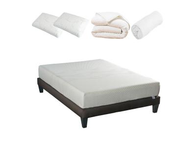  Pack pr&ecirc;t &agrave; dormir sensitive 180x200 cm matelas m&eacute;moire de forme + sommier + accessoires