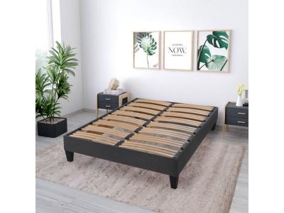 OLYMPE LITERIE Sommier &agrave; lattes apparentes VICTOIRE ep 15 cm - Gris Anthracite