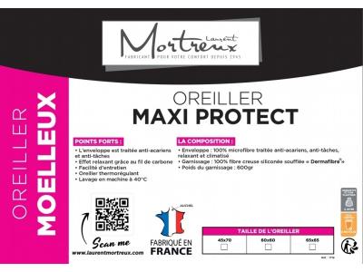 SELENIA Oreiller blanc maxi protect - 45x70 - 600grs - mortreux 3977