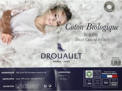 Oreiller Alaska Drouault - 40% Duvet De Canard - Taille Medium - Pour Dormeurs Sur Le Côté