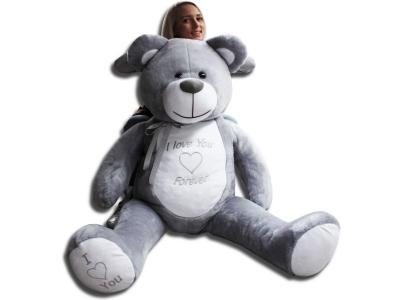 VELINDA Ours en peluche g&eacute;ant avec broderie teddy bear 165cm gris 250839