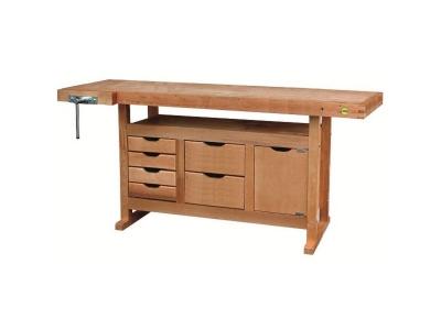 OUTIFRANCE Etabli en bois  avec 6 tiroirs et 1 porte, 175 cm