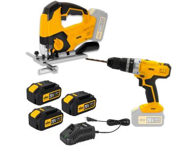 VITO Pack 2 Outils sans fil 20V Scie sauteuse + Perceuse Visseuse POWER