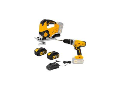 VITO Pack 2 Outils Scie sauteuse + Perceuse sans fil 20V POWER + 2 Batt. 4.0 Ah + 1 Chargeur rapide