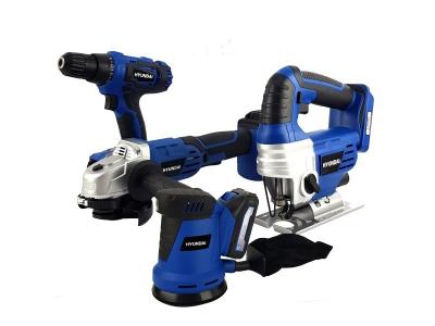  Pack d'outils 18V - HPACK18V4 - Perceuse + Meuleuse + Scie sauteuse - Ponceuse - 2 Batteries 1,5Ah et chargeur inclus 