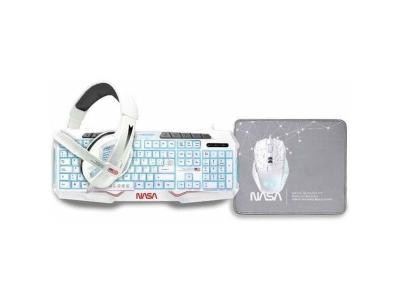 NASA  -andromeda4in1-w Gaming Kit Keyboard Mouse Earphones Clair