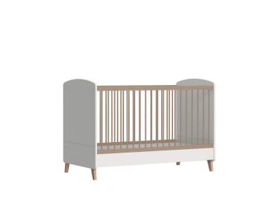 ID KIDS Pack lit b&eacute;b&eacute; &eacute;volutif avec matelas effet bois blanc et bois 70x140 cm
