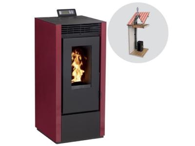 INTERSTOVES Pack Po&ecirc;le &agrave; granules MARINA 14KW Etanche + Kit Conduit 80/125 - Bordeaux