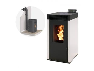 Pack Po&ecirc;le &agrave; granules MARINA 6KW Etanche + Kit Conduit Ventouse - Blanc