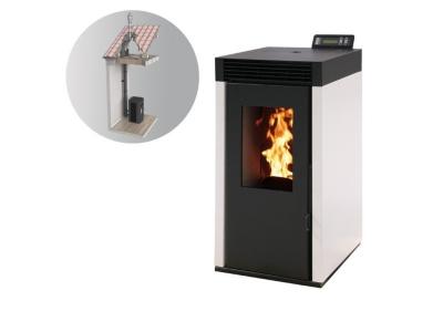INTERSTOVES Pack Po&ecirc;le &agrave; granules MARINA 8KW Etanche + Kit Conduit 80/125 - Blanc