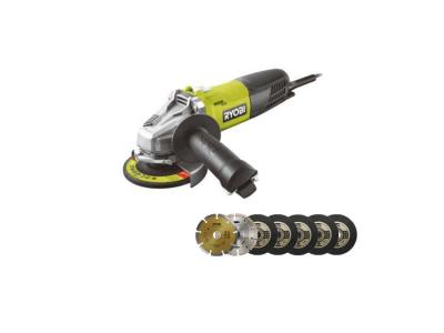 RYOBI Pack meuleuse d'angle 800W 125mm - 7 disque diamant et &agrave; tron&ccedil;onner 125 mm