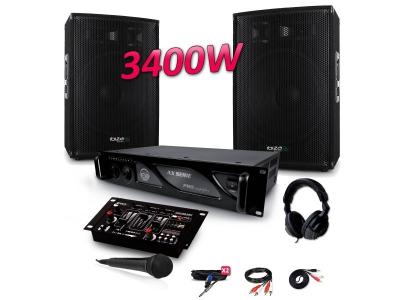 IBIZA SOUND PACK SONO 3400W DJ PA Set BAR CLUB BMS-15 + Ampli AC2000 MyDj + Table de Mixage USB MP3 + Micro Casque C&acirc;bles