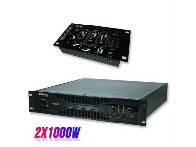 IBIZA SOUND Pack sonorisation amplificateur 2000W SA2000 + Table de mixage 3 voies 5 entr&eacute;es MIX800