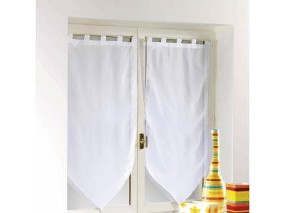 Paire pompon passants 2 x 60 x 160 cm voile uni voiline Blanc