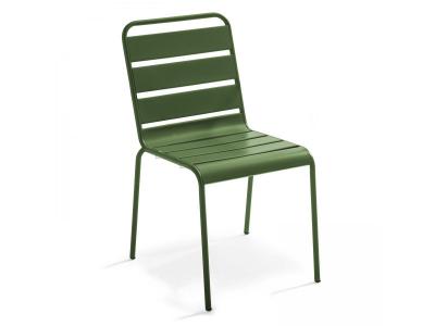 OVIALA Chaise de jardin - 47 x 55 x 83 cm - Acier - Palavas - Vert Cactus