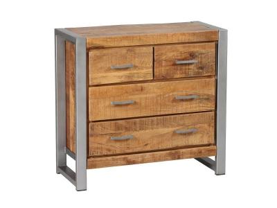 PALISSA - Commode 4 Tiroirs Bois et Acier Patin&eacute; - Altobuy