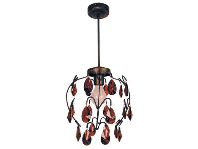 TOSEL Pampilles - lustre multi bras m&eacute;tal marron or et rouge E2274
