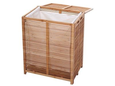 DECOSHOP26 Panier &agrave; linge en bambou avec sac 61x50x35cm 105 litres sdb04028