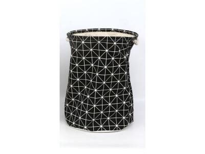 DFS FOR THE HEART OF YOUR HOME Panier &agrave; linge G&eacute;om&eacute;trique - Diam. 38 x H. 42 cm - Noir