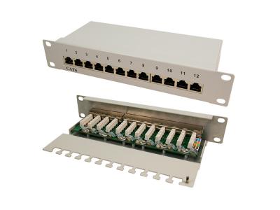 DIGITUS DN-91612S - Tableau de connexions - CAT 6 - RJ-45 X 12 - noir, RAL 9005 - 1U