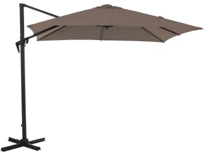 PROLOISIRS  - Parasol d&eacute;port&eacute; carr&eacute; en aluminium 3x3m Roma taupe