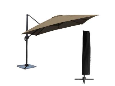 HAPPY GARDEN Parasol d&eacute;port&eacute; molokai carr&eacute; 3x3m taupe + housse