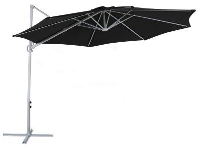 BELIANI Parasol en porte-&agrave;-faux gris fonc&eacute; et blanc âŒ€ 2,95 m SAVONA II