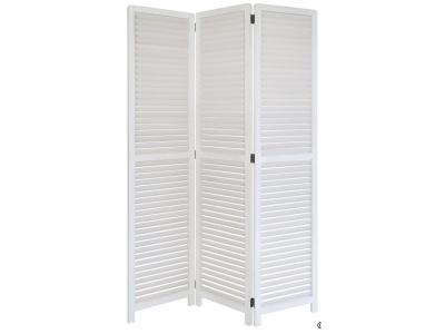 Paravent 3 panneaux blanc en bois 120x170cm par06020