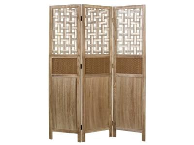 Paravent 3 panneaux en bois avec motif 170x120cm PAR06074