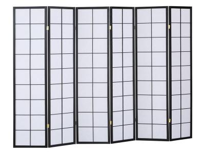 Paravent Japonais Bois Noir & Papier de Riz - 261x178 cm
