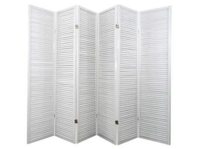 Paravent turbo bois blanc de 6 pans, 264 x 175 x 2 cm -PEGANE-