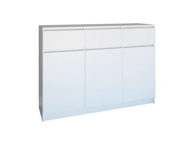 PARME - Commode contemporaine 3 portes & 3 triroirs blanc 
