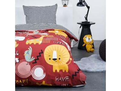 TODAY Parure de lit enfant imprim&eacute; en coton rouge 140x200cm