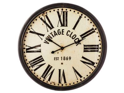 Tr&egrave;s Grande Pendule murale en m&eacute;tal marron vintage D 113 cm