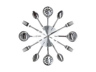 Pendule m&eacute;tal ustensiles D38 Atmosphera cr&eacute;ateur d'int&eacute;rieur - Argent