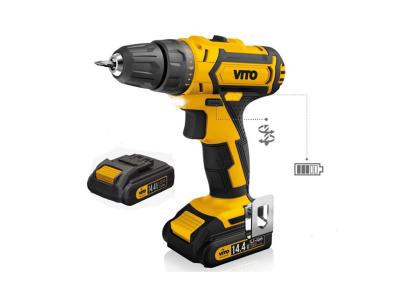 VITO Perceuse sans fil 14,4 V 2 Batteries lithium 2.0Ah Chargeur rapide LED et indicateur de charge 